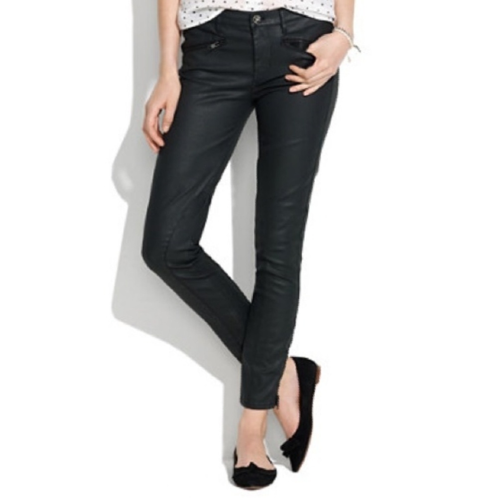 Madewell black coated motto skinny jeans size 28